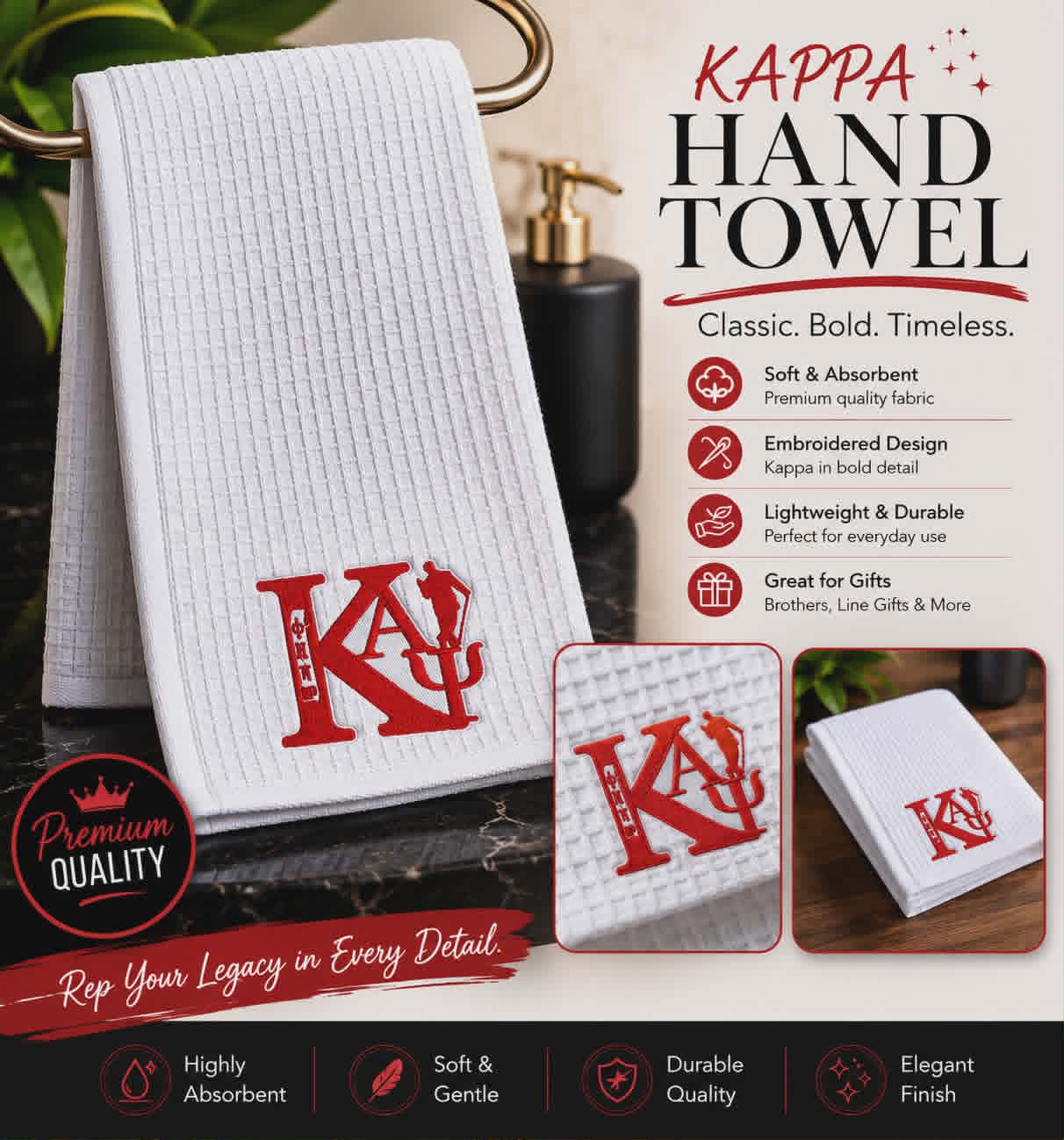 Custom Hand Towel with Embroidered Patch Design