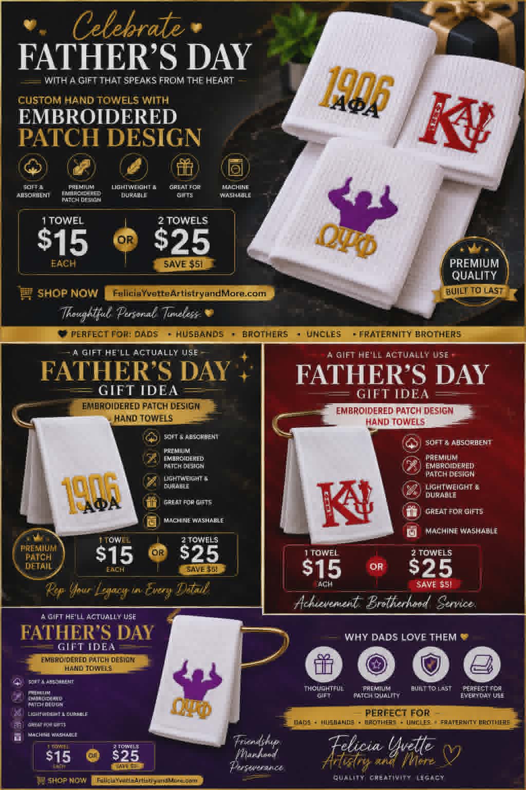 Custom Hand Towel with Embroidered Patch Design