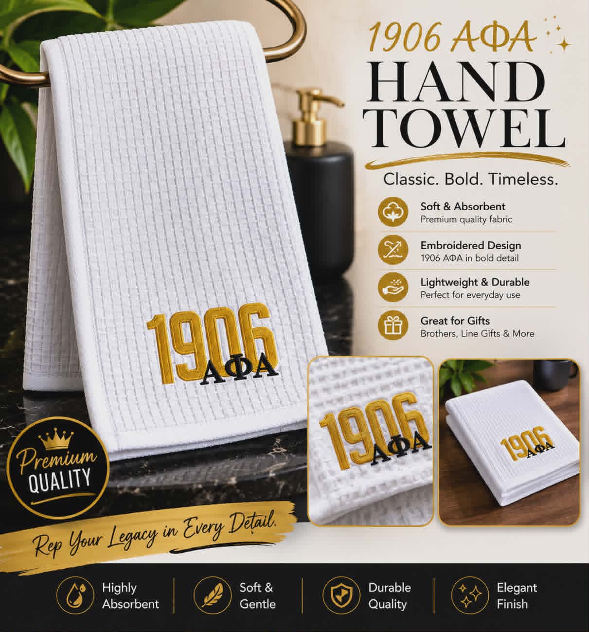 Custom Hand Towel with Embroidered Patch Design