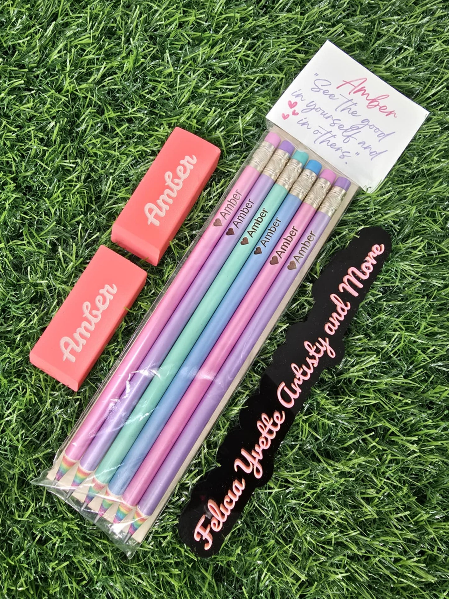 Personalized  Pastels Pencils with Rainbow Writing Tip