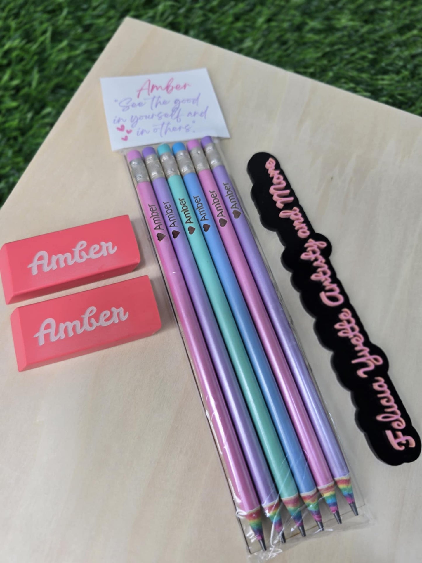 Personalized  Pastels Pencils with Rainbow Writing Tip